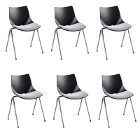Pack of 6 Shell chairs with silver gray bilayer epoxy structure and plastic shell (Different colors to choose from)